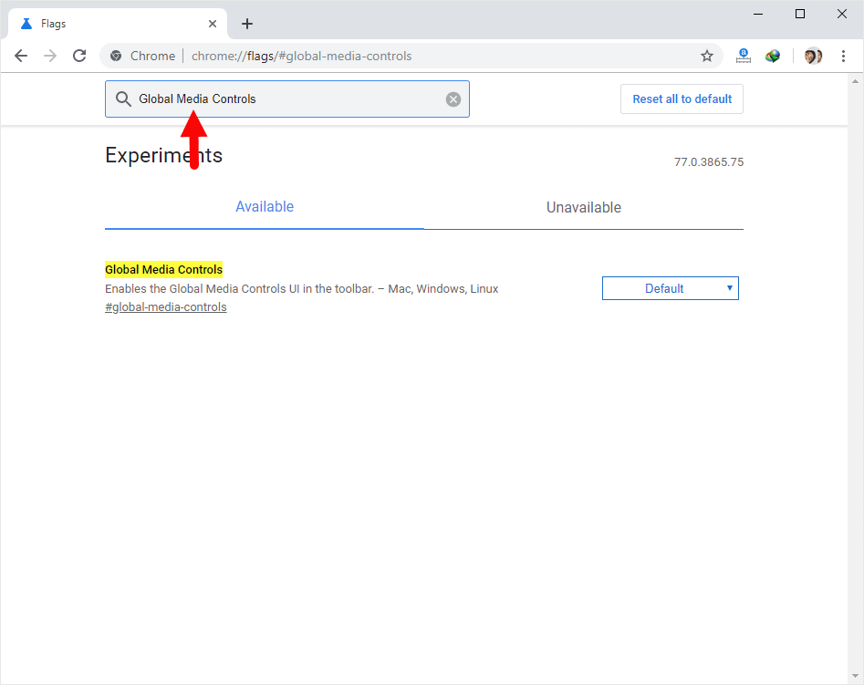 Chrome Flags Global Media Control