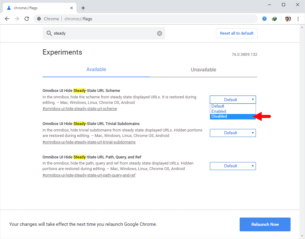 Chrome Flags Steady Disable