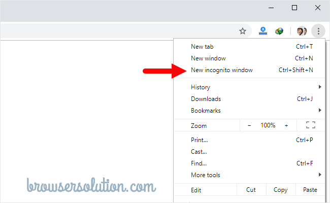 chrome incognito menu