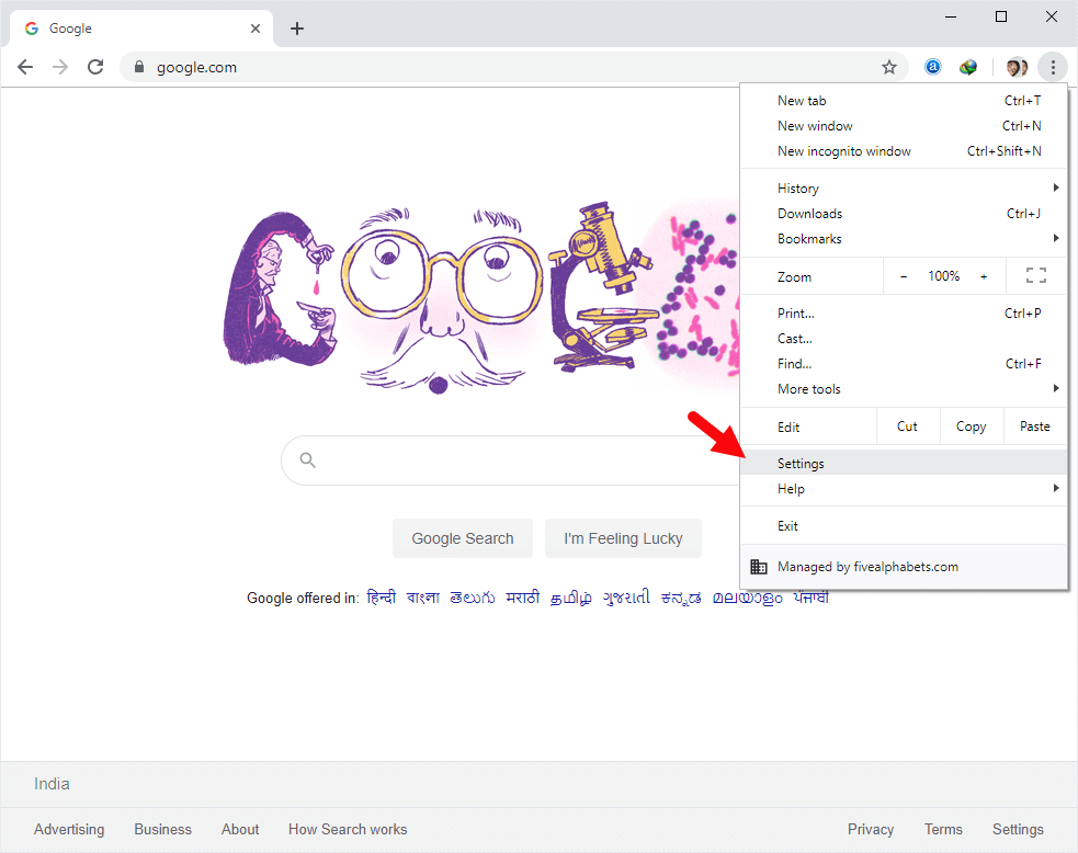 Chrome Menu Settings