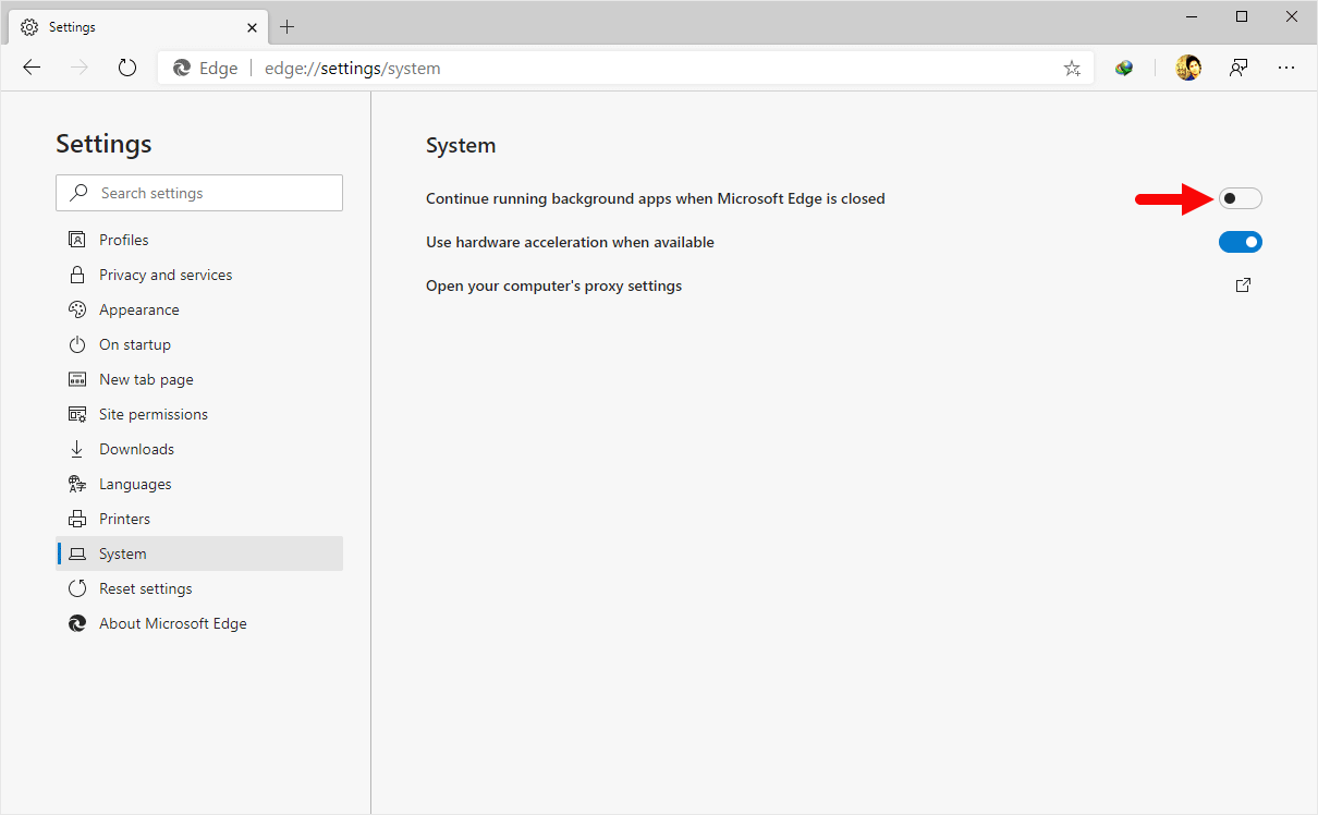 How to Disable or Enable Background Apps when Microsoft Edge is Closed