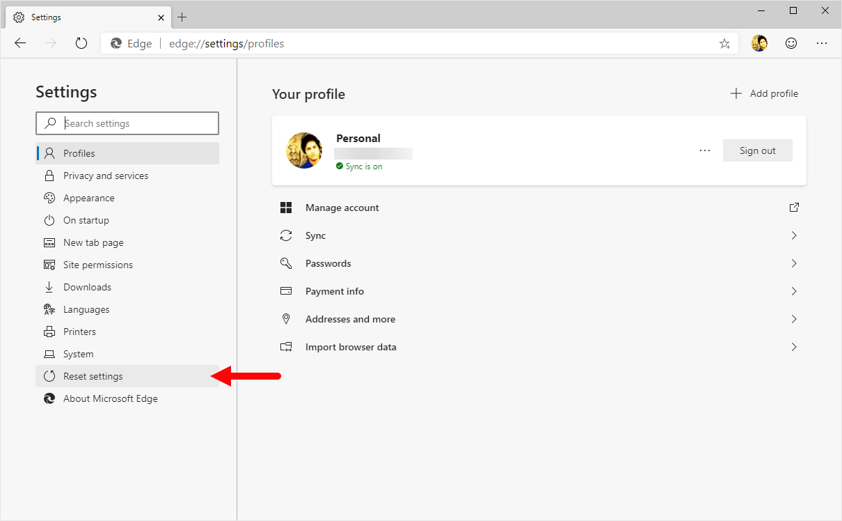 How to reset Microsoft Edge Browser