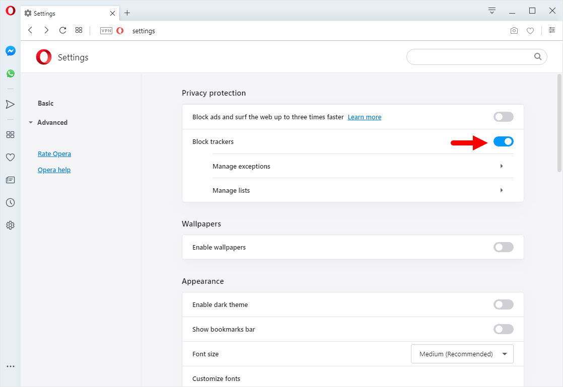 opera disable block trackers
