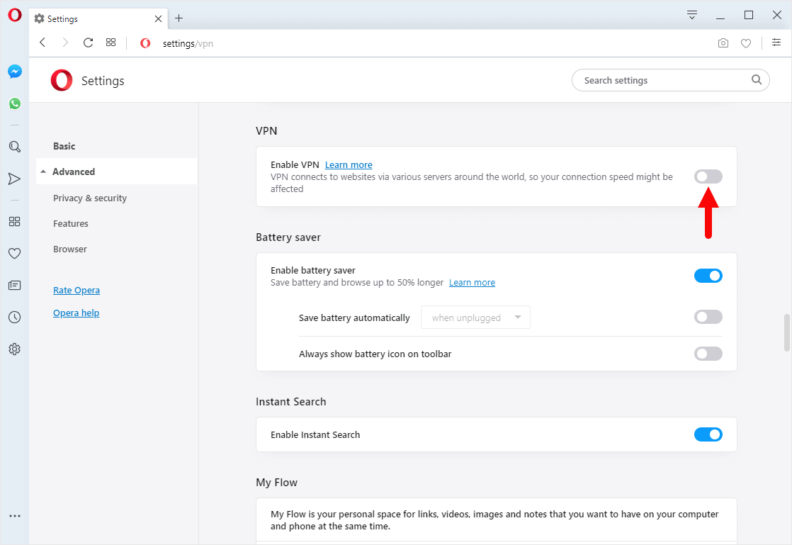 How to Enable VPN in Opera Browser