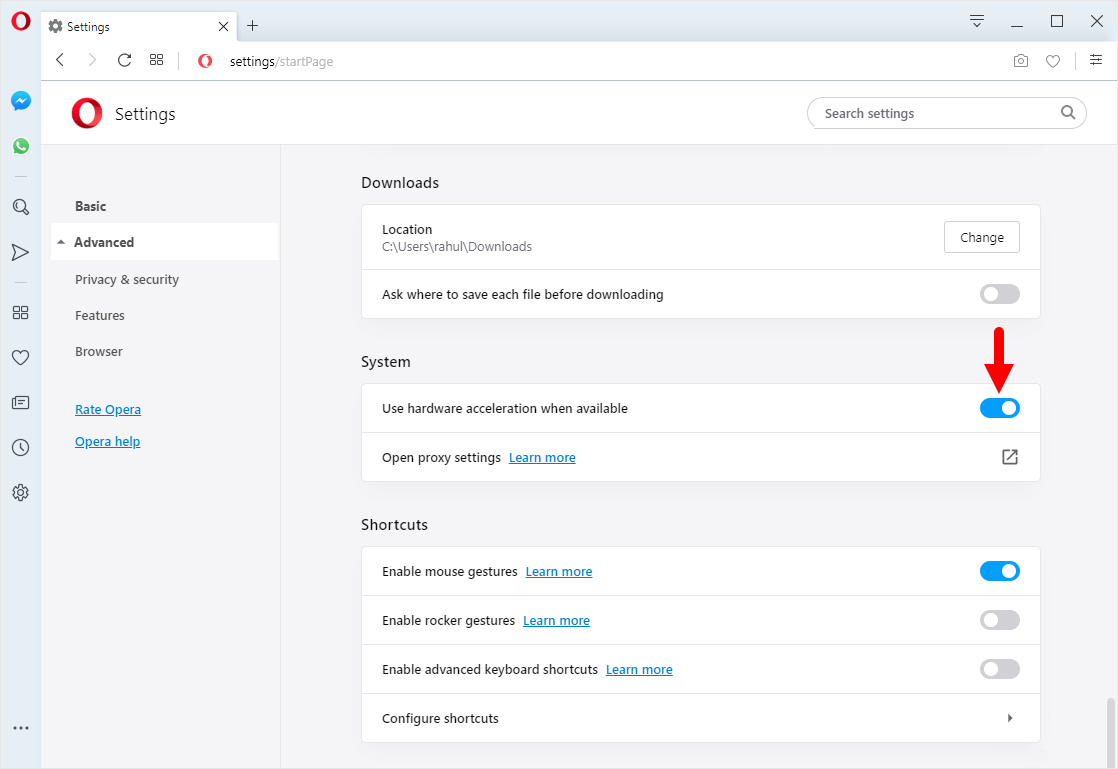 opera hardware acceleration