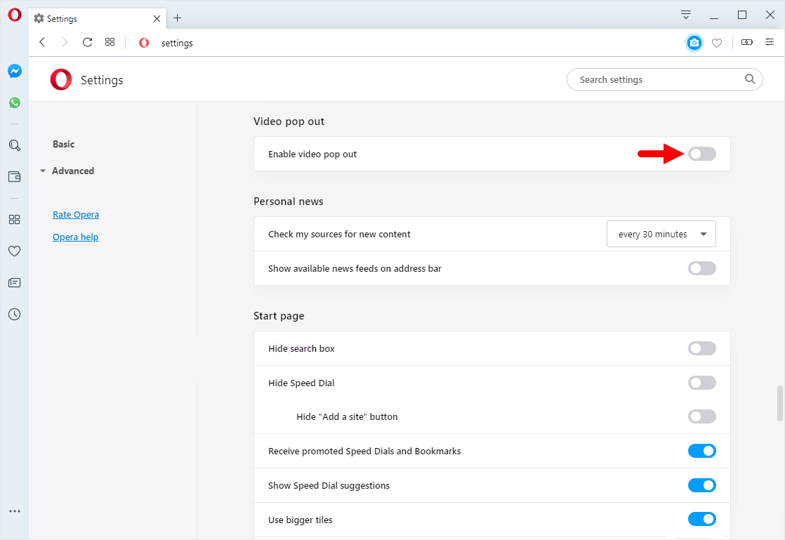 opera video popup enable